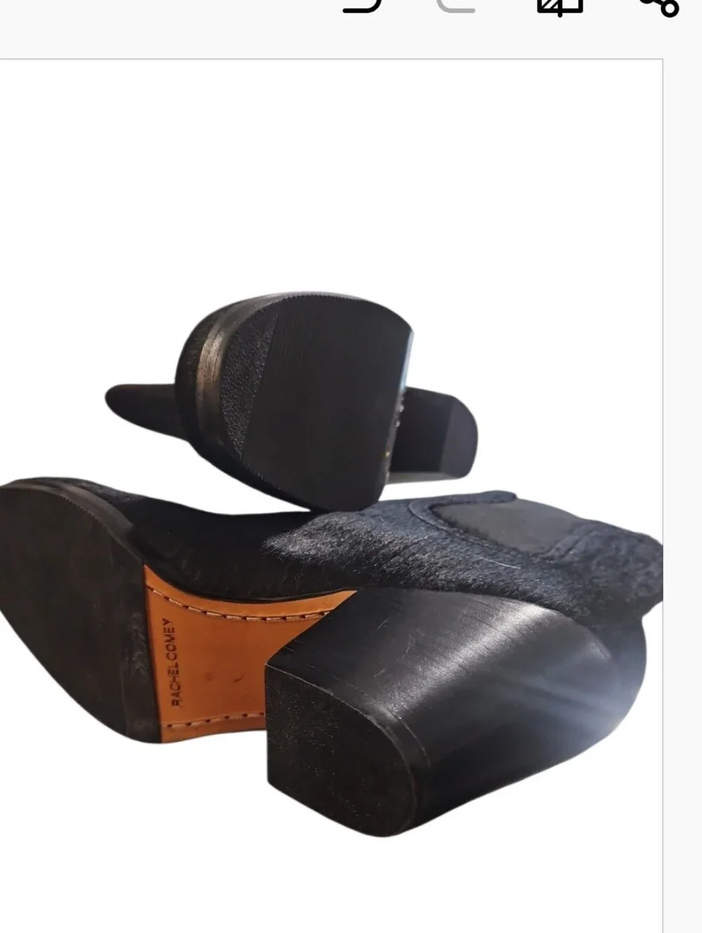Rachel Comey Mars Calf Hair Ankle Bootie Black Chunky Stacked Heel 7